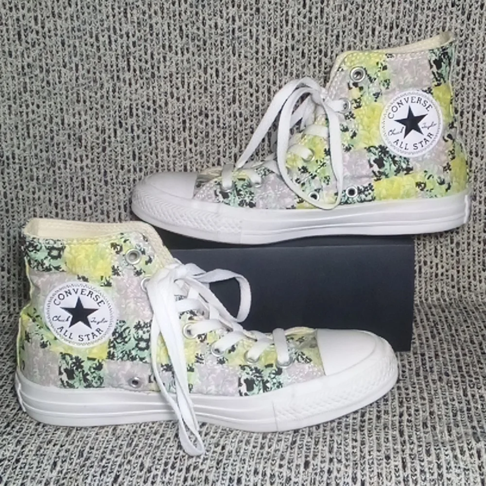 EUC Converse Rare Chuck Taylor All Star Floral Squares Hi Oxford 542558F - Picture 3 of 9
